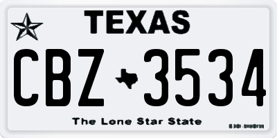 TX license plate CBZ3534