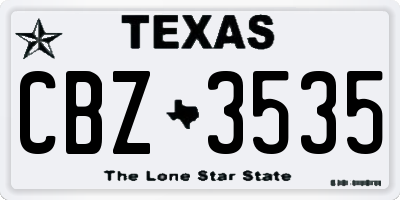 TX license plate CBZ3535