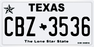 TX license plate CBZ3536