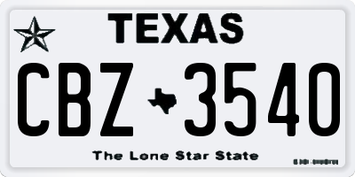 TX license plate CBZ3540