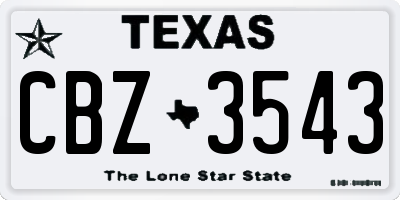 TX license plate CBZ3543