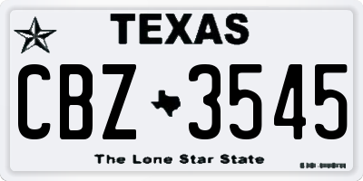 TX license plate CBZ3545