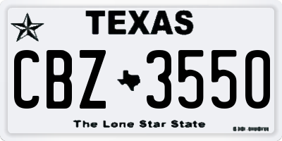 TX license plate CBZ3550