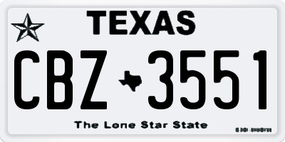 TX license plate CBZ3551