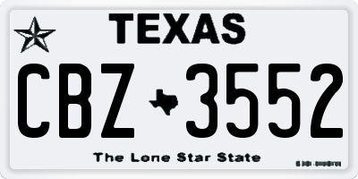 TX license plate CBZ3552