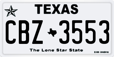 TX license plate CBZ3553