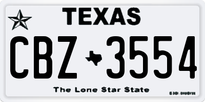 TX license plate CBZ3554