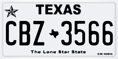 TX license plate CBZ3566
