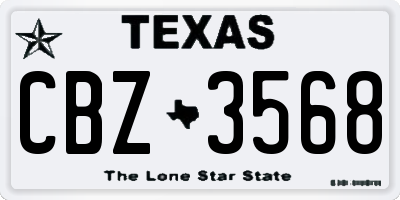 TX license plate CBZ3568