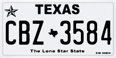 TX license plate CBZ3584