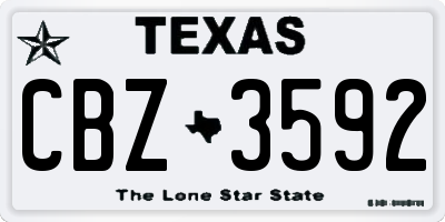 TX license plate CBZ3592