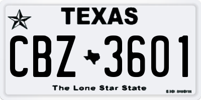 TX license plate CBZ3601