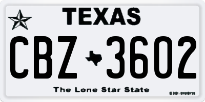 TX license plate CBZ3602