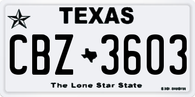 TX license plate CBZ3603