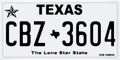 TX license plate CBZ3604