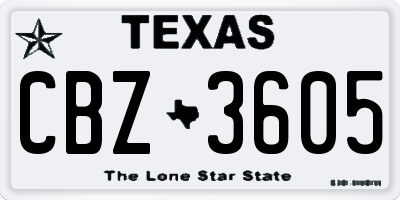 TX license plate CBZ3605