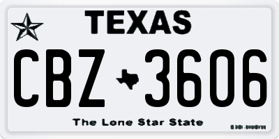 TX license plate CBZ3606