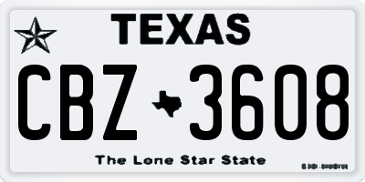 TX license plate CBZ3608