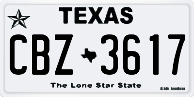 TX license plate CBZ3617