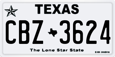 TX license plate CBZ3624