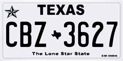 TX license plate CBZ3627