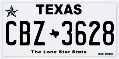 TX license plate CBZ3628