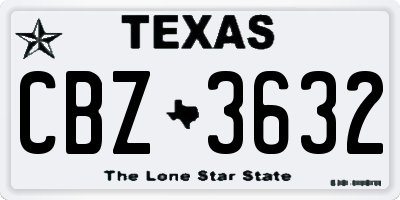 TX license plate CBZ3632