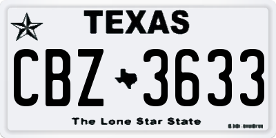 TX license plate CBZ3633