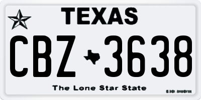 TX license plate CBZ3638