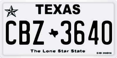 TX license plate CBZ3640
