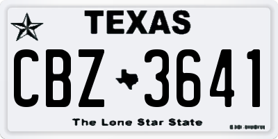 TX license plate CBZ3641