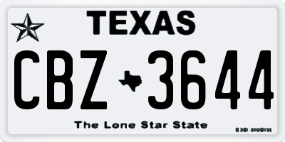 TX license plate CBZ3644