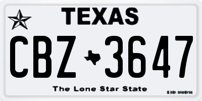 TX license plate CBZ3647
