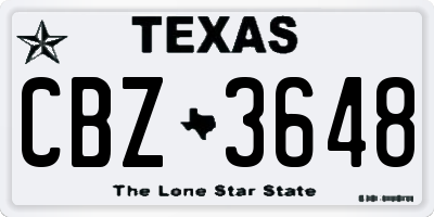 TX license plate CBZ3648