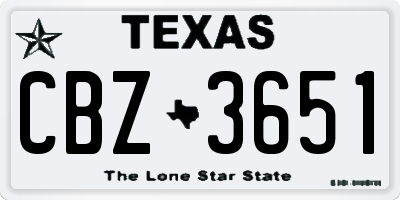 TX license plate CBZ3651