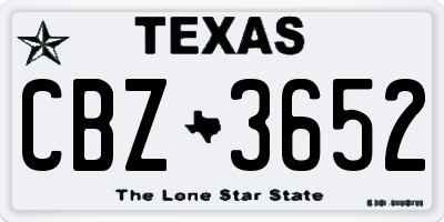 TX license plate CBZ3652