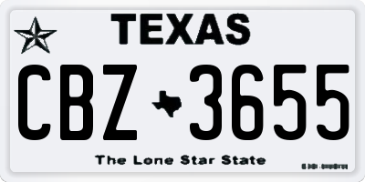TX license plate CBZ3655