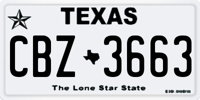 TX license plate CBZ3663