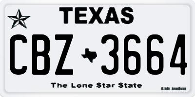 TX license plate CBZ3664