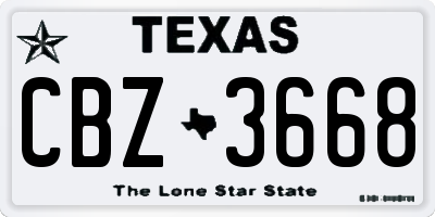 TX license plate CBZ3668