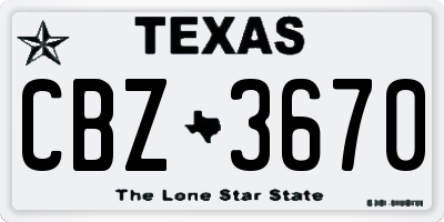 TX license plate CBZ3670