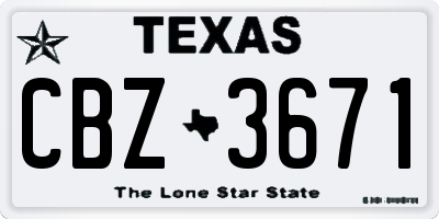 TX license plate CBZ3671
