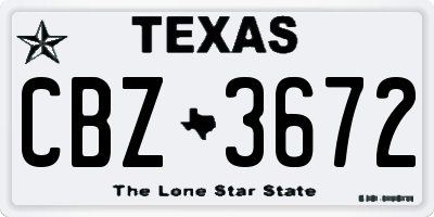 TX license plate CBZ3672