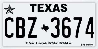 TX license plate CBZ3674