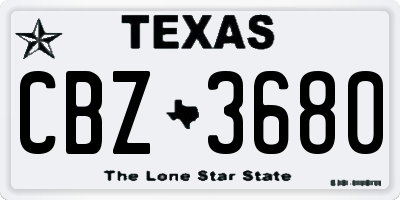 TX license plate CBZ3680