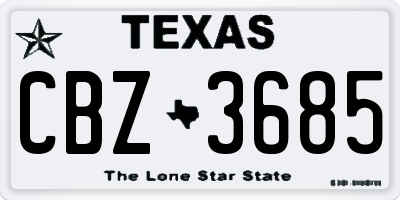 TX license plate CBZ3685
