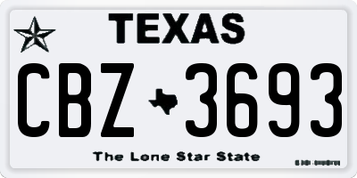 TX license plate CBZ3693