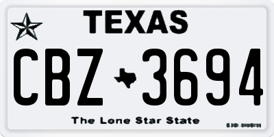 TX license plate CBZ3694