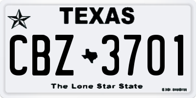 TX license plate CBZ3701