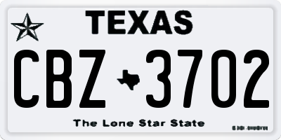 TX license plate CBZ3702